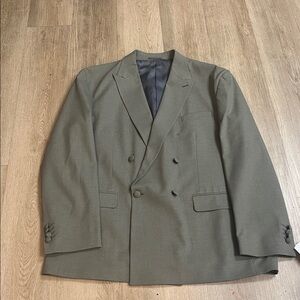Topman Olive Green Double-Breasted Blazer